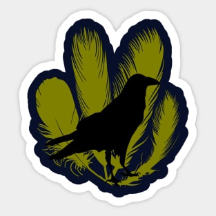 Crow and Feathers Sticker